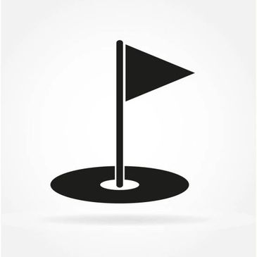 Black golf flag icon on a white background.