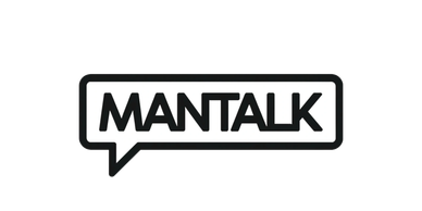 Logo with the word MANTALK in a speech bubble.