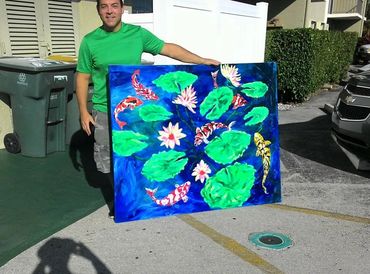 Koi Fish Pond.
Oil and Acrylic on canvas
by artist Mark P. Costa