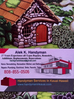 Plumber Kauai 808-855-0506 Handyman Services Electrician 