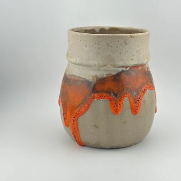 MCM Orange Fat Lava Vase made in Canada