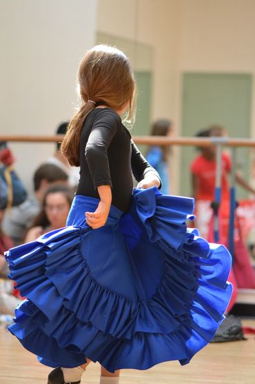 Child student practicing her skirt movement 