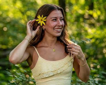 Brown-haired girl in a forest. Lea | SHS Senior | Forest | Class of 2026