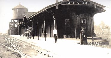 A very old photo of the train station in Lake Villa