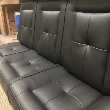 custom limousine seats in full black leather in custom design
