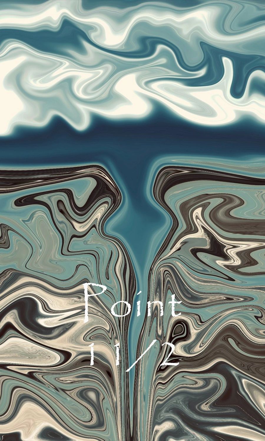 Abstract swirling patterns in blue and beige with the text 'Point 11/2'.