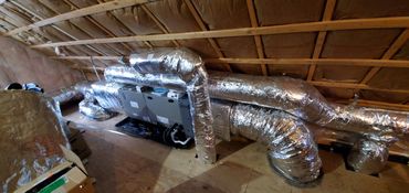 HVAC, Air handler, Attic HVAC, Ductwork, Carrier, Custom sheet metal, Heat pump, A/c unit