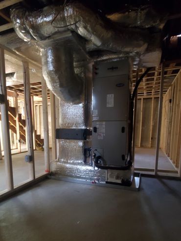 Air handler, fan coil, ductwork, new construction, Carrier, Heat pump, A/c unit, Air purification