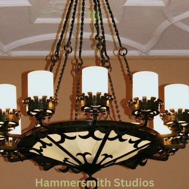 Yale university Sterling memorial Library hand forged chandelier. Hand forged by hammersmith Studios
