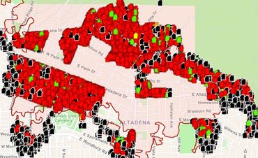 Damage map of Eaton Fire Altadena