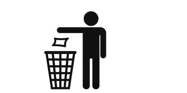 Dispose of rubbish responsibly – riverside glamping site near Builth Wells, Powys, Wales