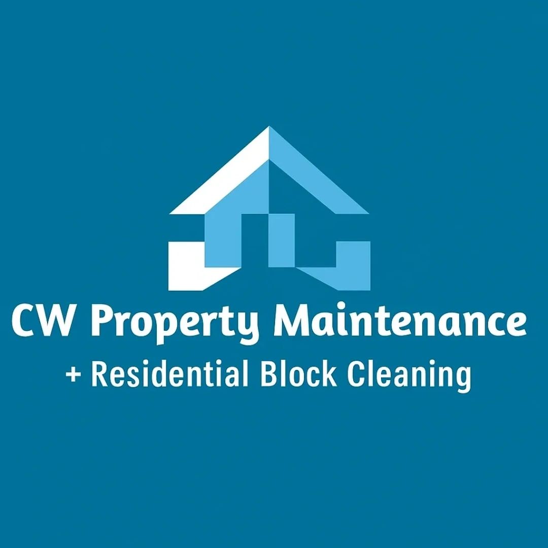 Logo for CW Property Maintenance specializing in residential block cleaning.