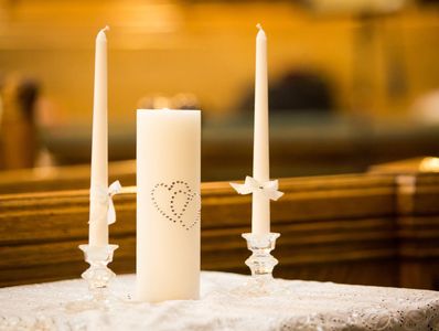 Wedding ceremony candles in church