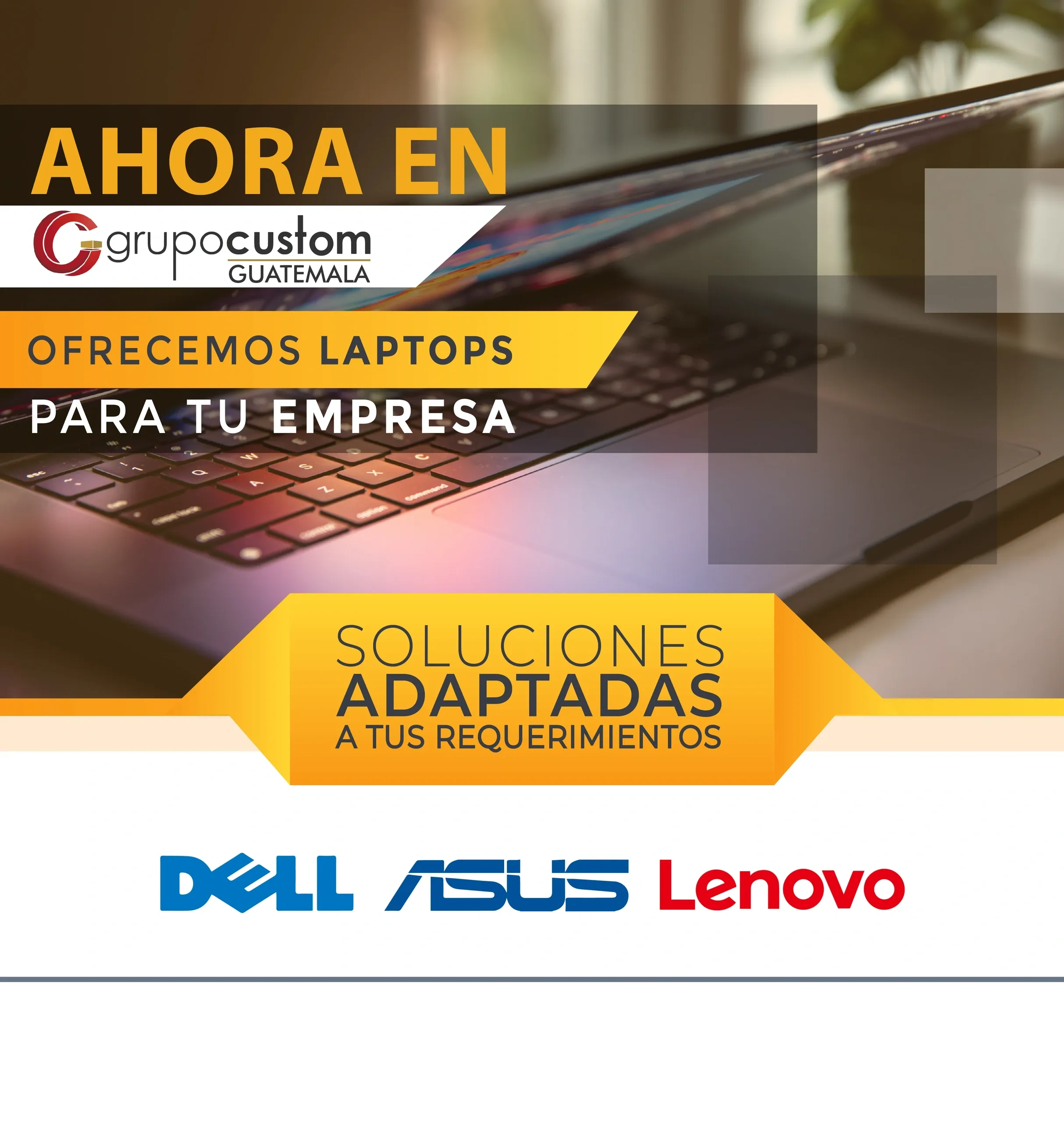 Promoción de laptops para empresas con soluciones adaptadas en Guatemala.