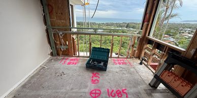 Room under renovation with ocean view.