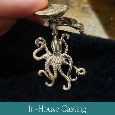 Freshly cast octopus pendant before final polishing.