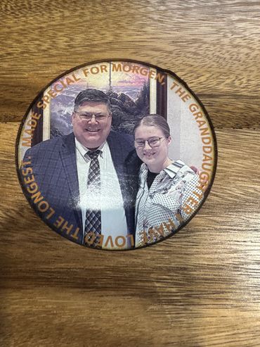 A photo album with custom wooden table