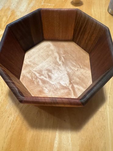 Modern hexagonal wood bowl for centerpieces