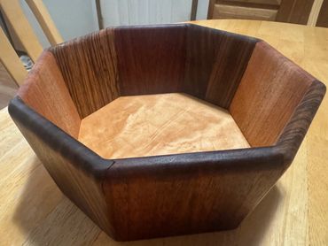 Handcrafted wooden hexagon bowl for home decor