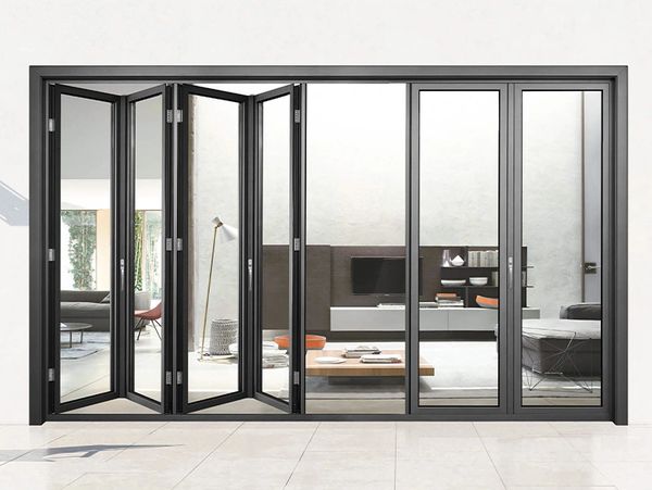 Aluminum folding door aluminium bi-folding doors glass foldable door luxury doors big door 