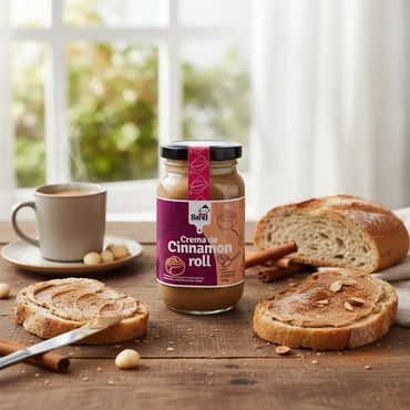 Crema Cinnamon Roll Sand en frasco de 230 g, ideal para untar en pan