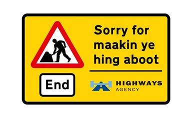 Doric end of roadworks sign