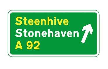 Doric Stonehaven turnoff road sign