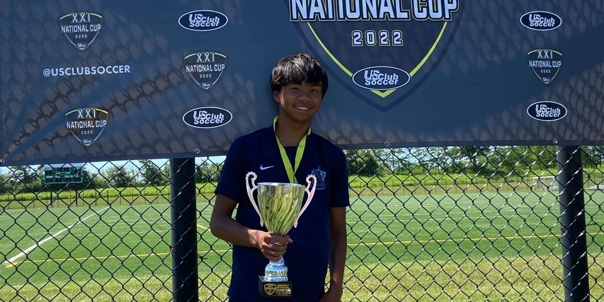 Jayden Chaiyote playing soccer and won the National Cup Regionals 2022