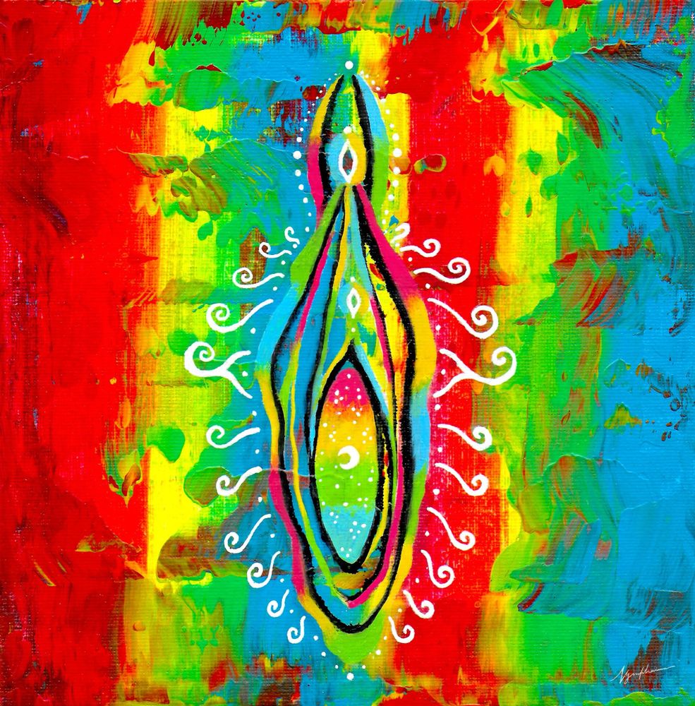 Multicoloured oil-painting of vulva