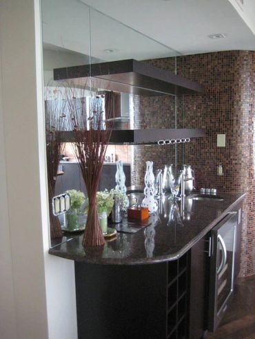 mirrored wall for kitchen backsplash