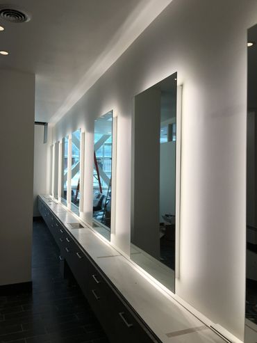 frameless bathroom backlit mirror