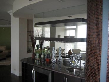 mirrored wall for kitchen backsplash