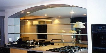 mirrored wall for kitchen backsplash