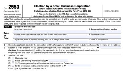 Election by a small business corporation.