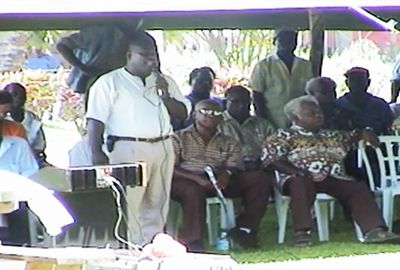 The late Hilary Masiria launches UNOMB's mandate over gun disposal in Bougainville.