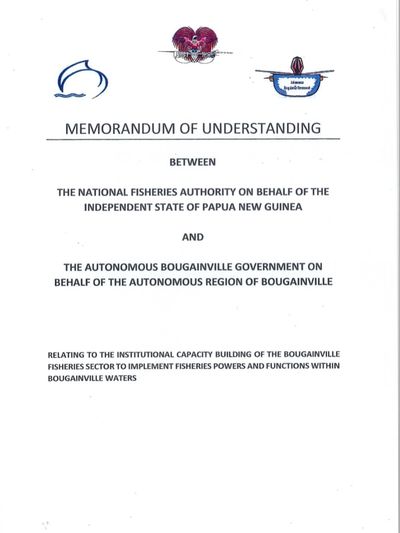 Memorandum of Understanding On FIsheries Matters Between PNG and Bougainville.