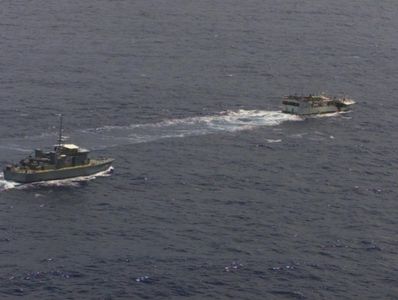Pacific Patrol Boat in pursuit of a foreign fishing vessel.