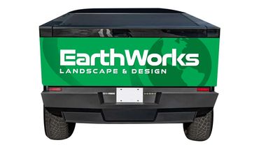 Custom business wrap for a Tesla Cybertruck. Cybertruck Vinyl Wrap