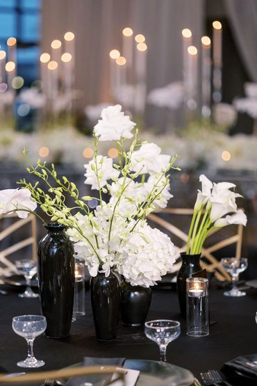 Columbus modern wedding flowers 
deconstructed black and white