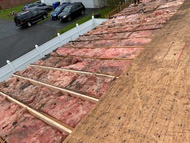 removing the plywood (Underlayment) to expose more water damage. Replaced insulation, plywood and f