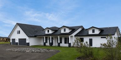 Custom-built black & white house.