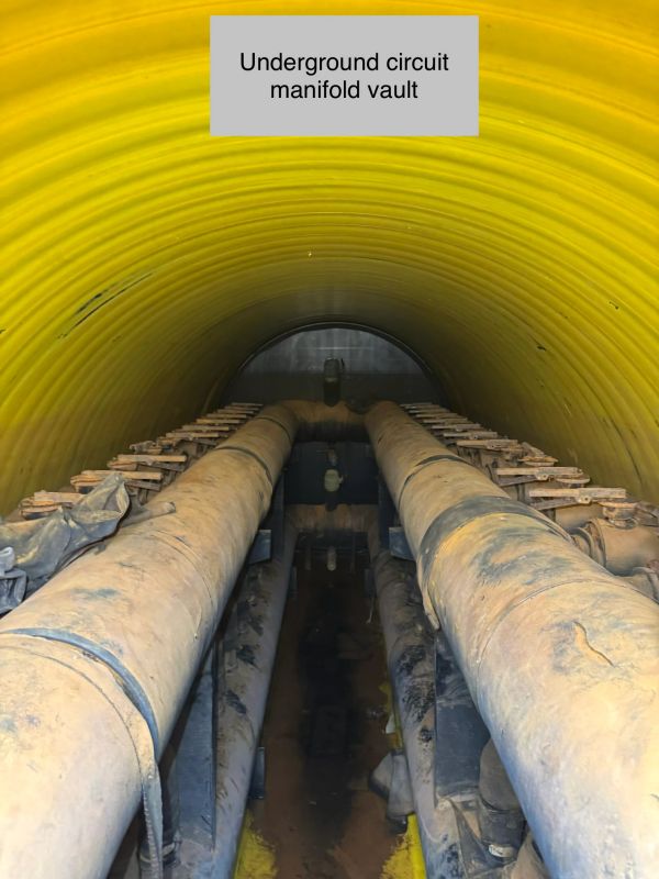 Underground circuit manifold vault for geothermal system