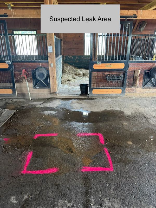 Suspected leak area identified in barn