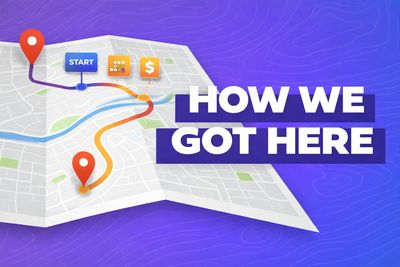 Illustration of a map with route markers and text 'How We Got Here'.