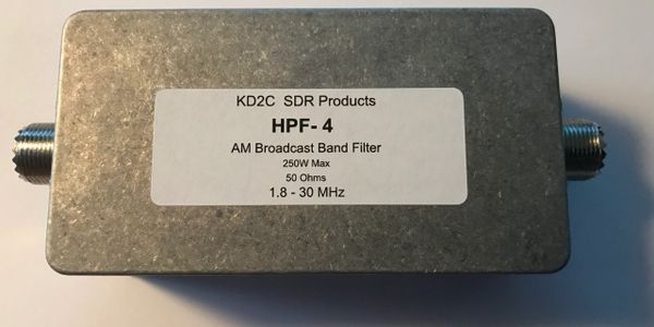 The HPF-4 is a high pass filter designed to reduce the RF signal levels below 1.8 MHz. The HPF-4 is
