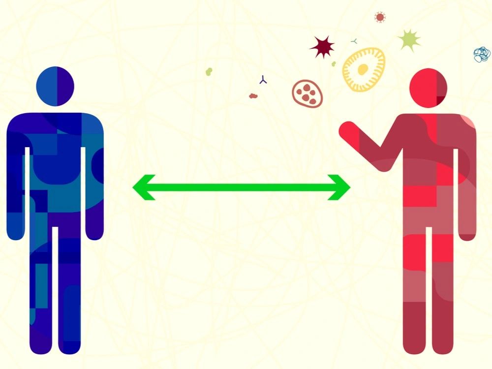Illustration of social distancing to prevent virus transmission.