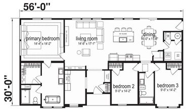 Front view of Emerald Sky modular home with covered porch