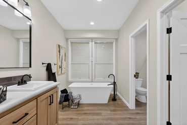 Bright interior with large windows and open concept design