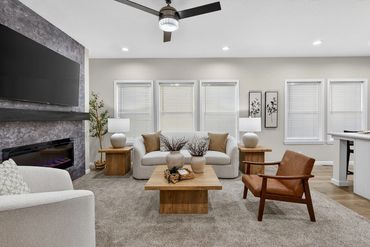 Functional kitchen layout with island and pantry access