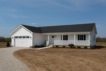 Factory-built home delivery and crane set on site